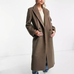 ASOS DESIGN Tall smart brushed hero dad coat in brown